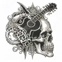 guitar bones dagger tattoo design idea