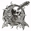guitar bones dagger tattoo design idea