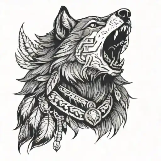wolf Native American tattoo design idea