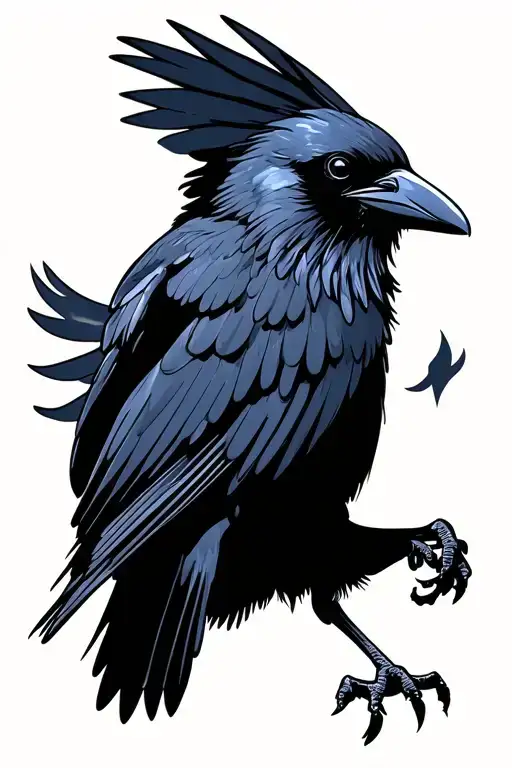 3 legged crow flying tattoo design idea