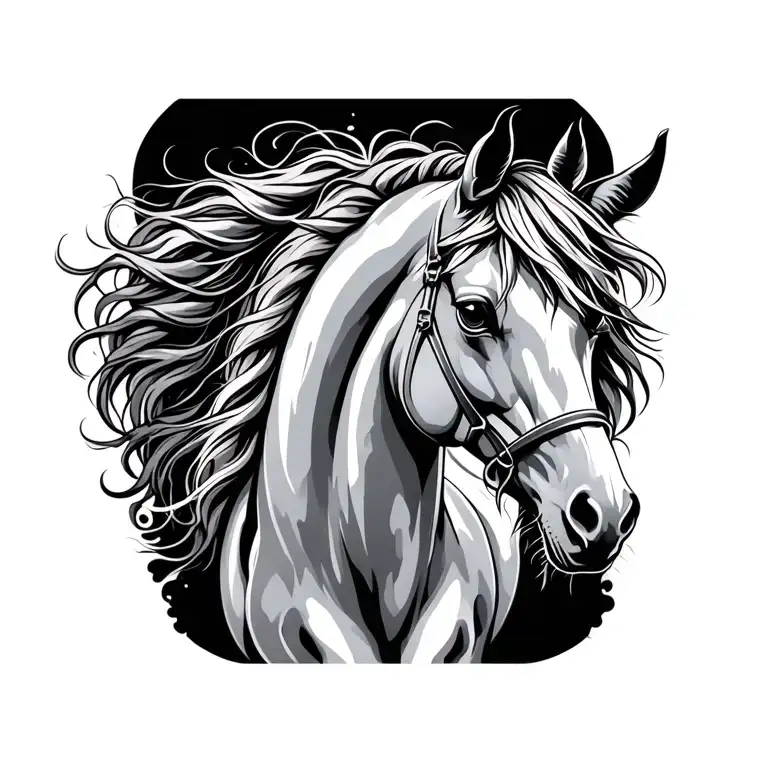 healing heart horse tattoo design idea