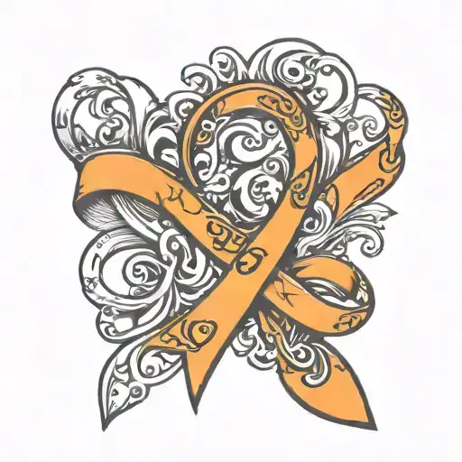 ADHD orange ribbon with the number F90.2 tattoo design idea