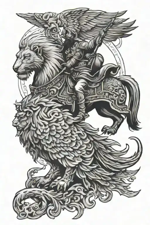baba deep Singh lion eagle rise above all tattoo design idea