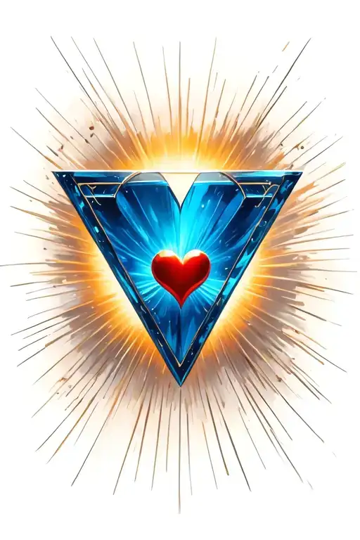 blue triangle shape surrounding a smaller blue triangle with a heart symbol  tattoo design idea