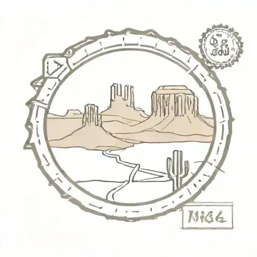 travel stamp. route 66 monument valley tattoo design idea