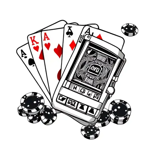 gambling casino influenced tattoo incorporating only slot machines poker cards tattoo design idea