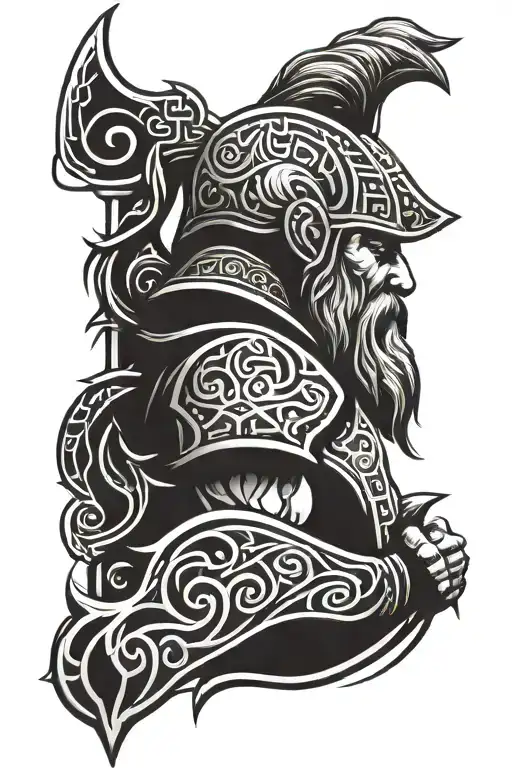 dwarven warrior tattoo design idea