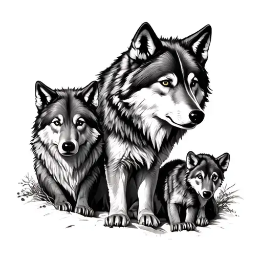 Mother Wolf And Cubs tattoo design idea