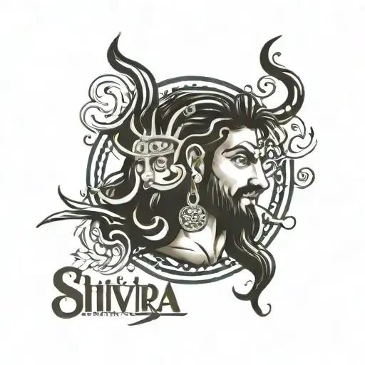 shiv ji with name Rudra tattoo design idea
