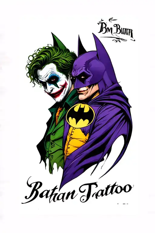 tim burton batman and joker tattoo design idea
