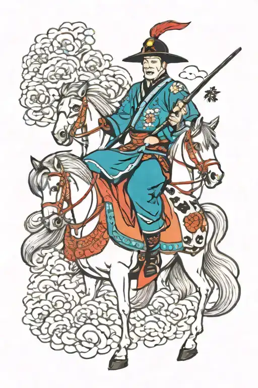 shogun on horse tattoo design idea