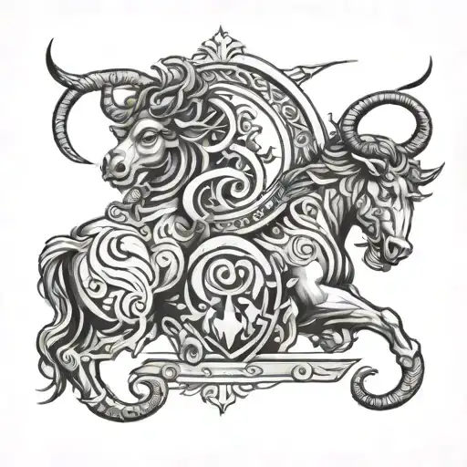 Aquarius And Taurus tattoo design idea