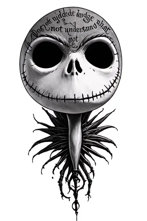 jack skellington that says do not judge what you do not understand tattoo design idea