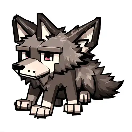 Minecraft wolf sitting cute tattoo design idea