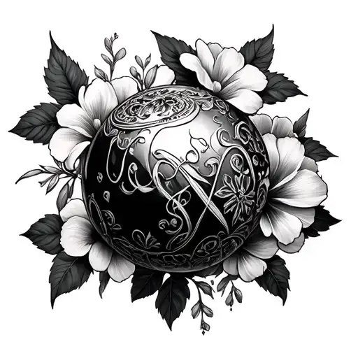 vivienne westwood orb with lili flowers surrounded tattoo design idea