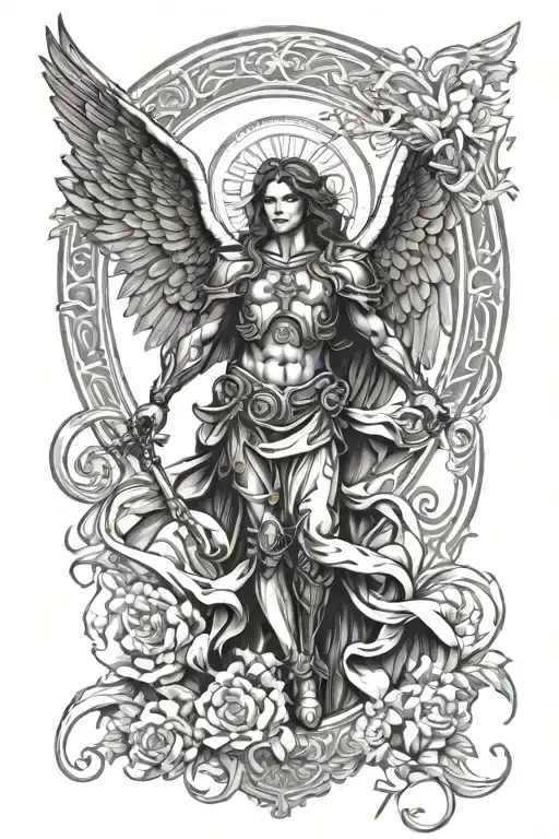 arch angel Michael archangel badass tattoo design idea