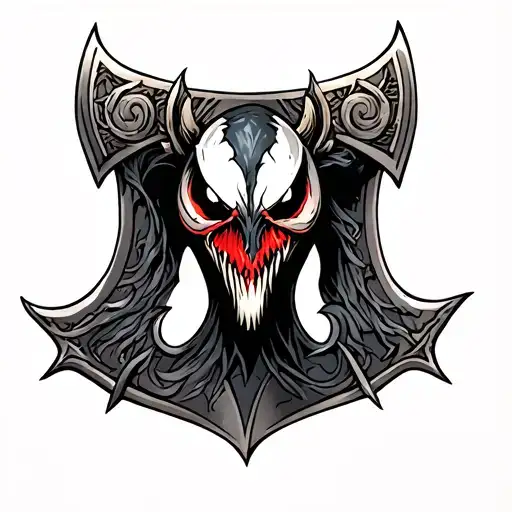 viking axe inspired by venom tattoo design idea