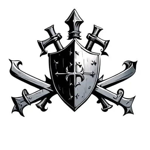 templar knight shield crossed tattoo design idea