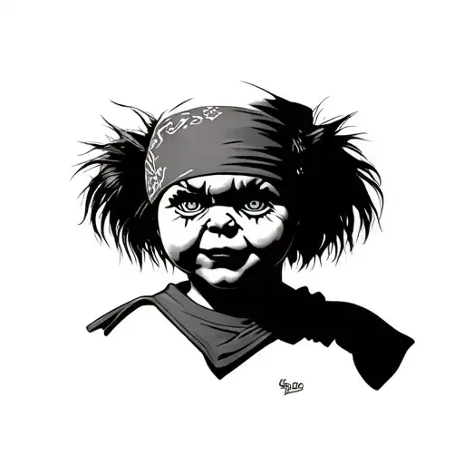 chucky with bandanna tattoo design idea