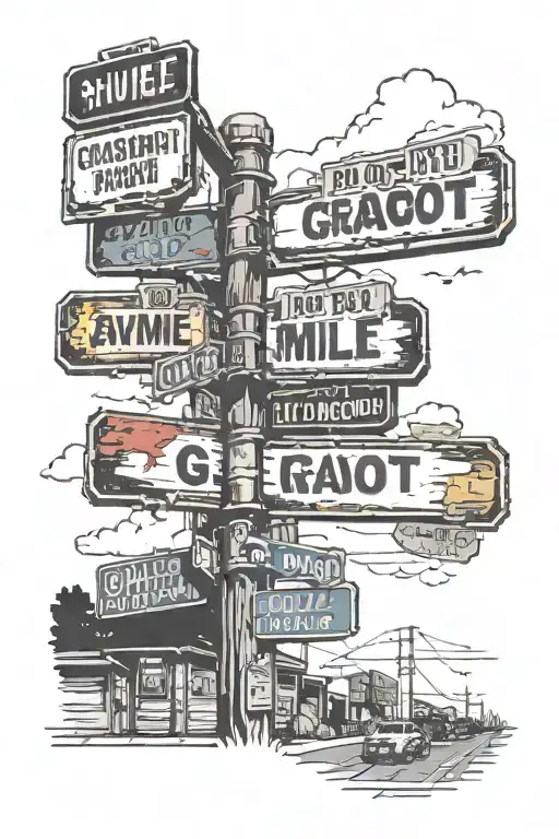 street sign GRATIOT and 7 MILE tattoo design idea