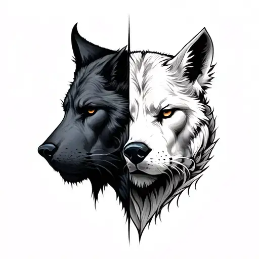 igris and berus half faced tattoo design idea