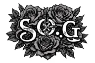 "S.O.G" Roses and cross tattoo design idea