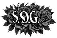 "S.O.G" Roses and cross tattoo design idea