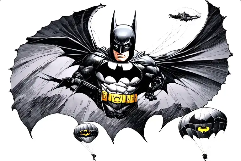 Military parachuting patent and Batman tattoo design idea