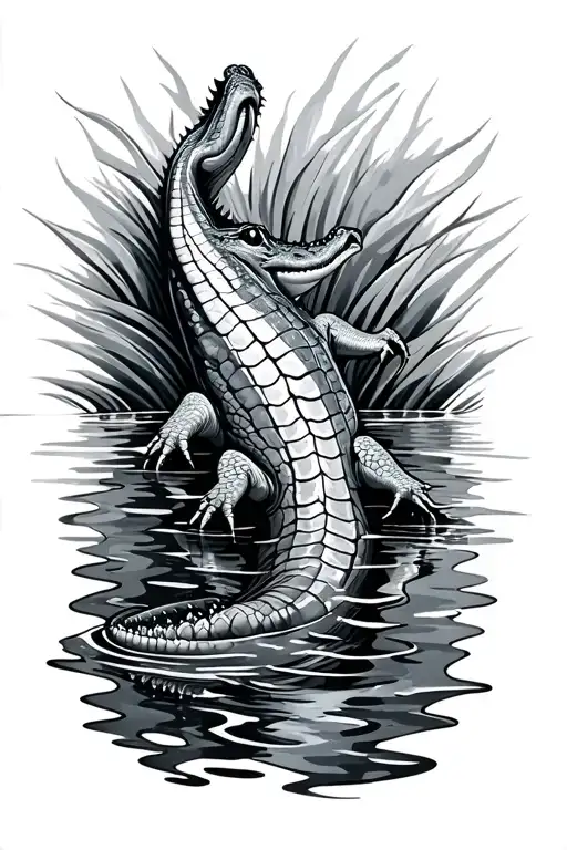 swimming crocodile tattoo design idea