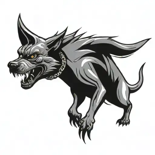 Angry Dog with spike chain  tattoo design idea