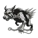 Angry Dog with spike chain  tattoo design idea