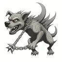Angry Dog with spike chain  tattoo design idea