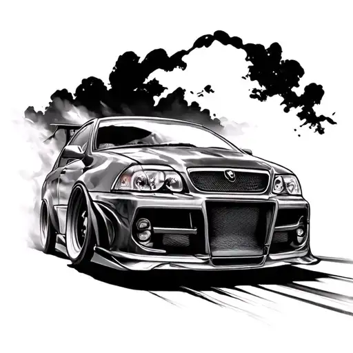 car drifting tattoo design idea
