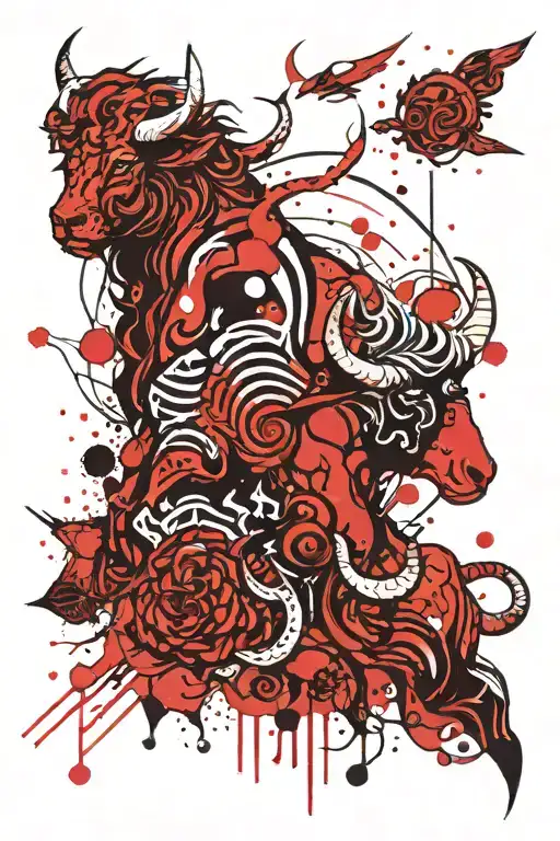Leo and taurus zodiac sign tattoo design idea