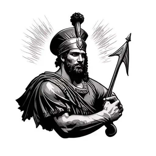 greek soldier holding tattoo design idea