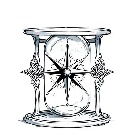 celtic compass hourglass tattoo design idea