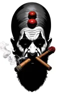 smoking cigar clown face tattoo design idea
