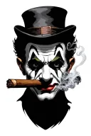 smoking cigar clown face tattoo design idea