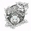 Hati And Skoll tattoo design idea