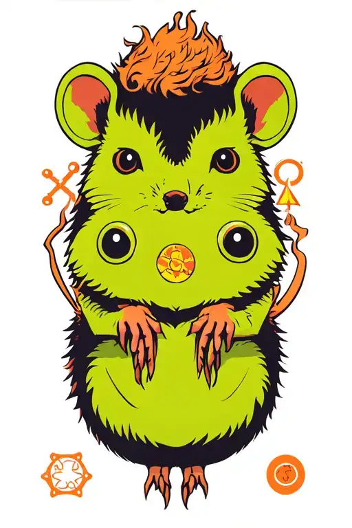 brushtailed possum surrounded by dopamine and serotonin symbols tattoo design idea