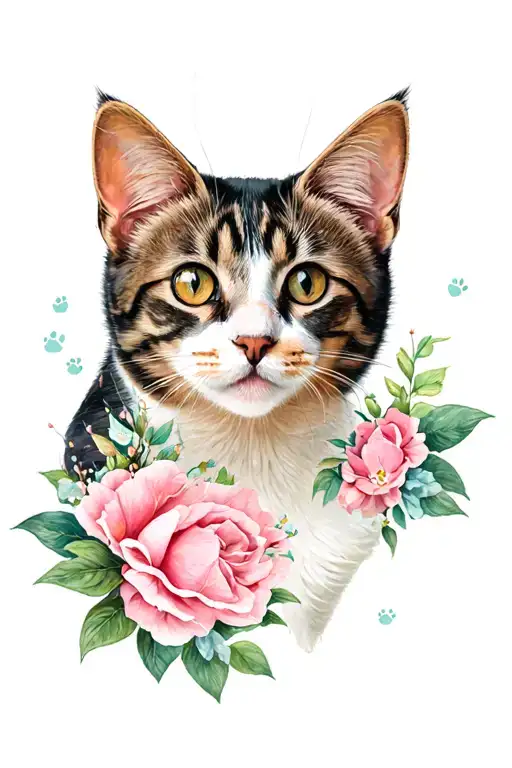 cat memorial inked paw print tattoo design idea