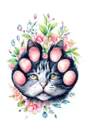 cat memorial inked paw print tattoo design idea