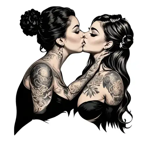 big tiddy lesbians kissing tattoo design idea