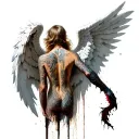 angel vs evil back piece tattoo design idea