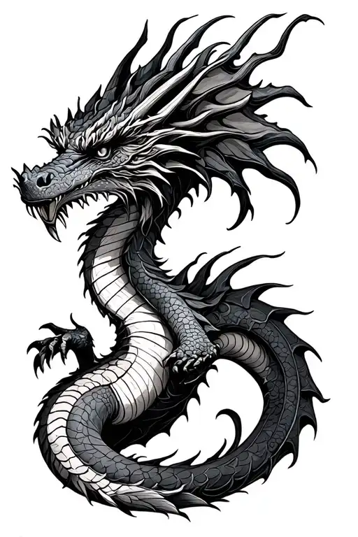 elder scrolls dragon writing tattoo design idea