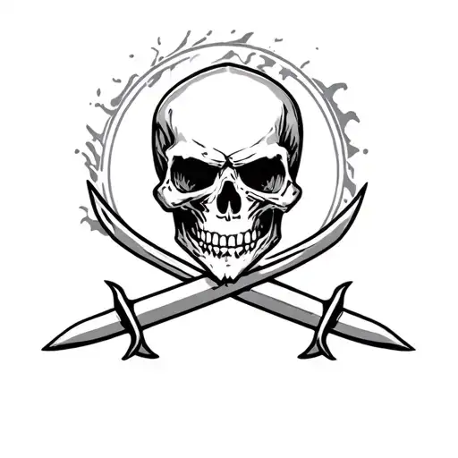 skull with crossed swords tattoo design idea