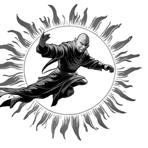 appa form Avatar Aang flying towards the sun tattoo design idea