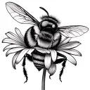 bee and Shasta daisy tattoo design idea