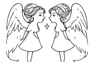 two kissing clild angels with horns kid and girl tattoo design idea