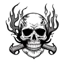 skull n fire flames tattoo design idea